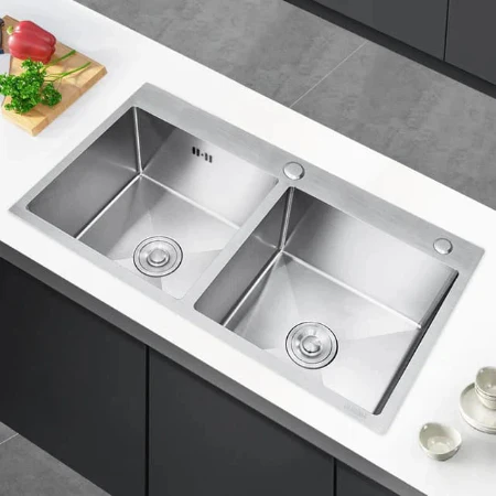Stainless Steel Kitchen Sink Bowl Double| HM82×45cm | Extra-Wide & Heavy-Duty